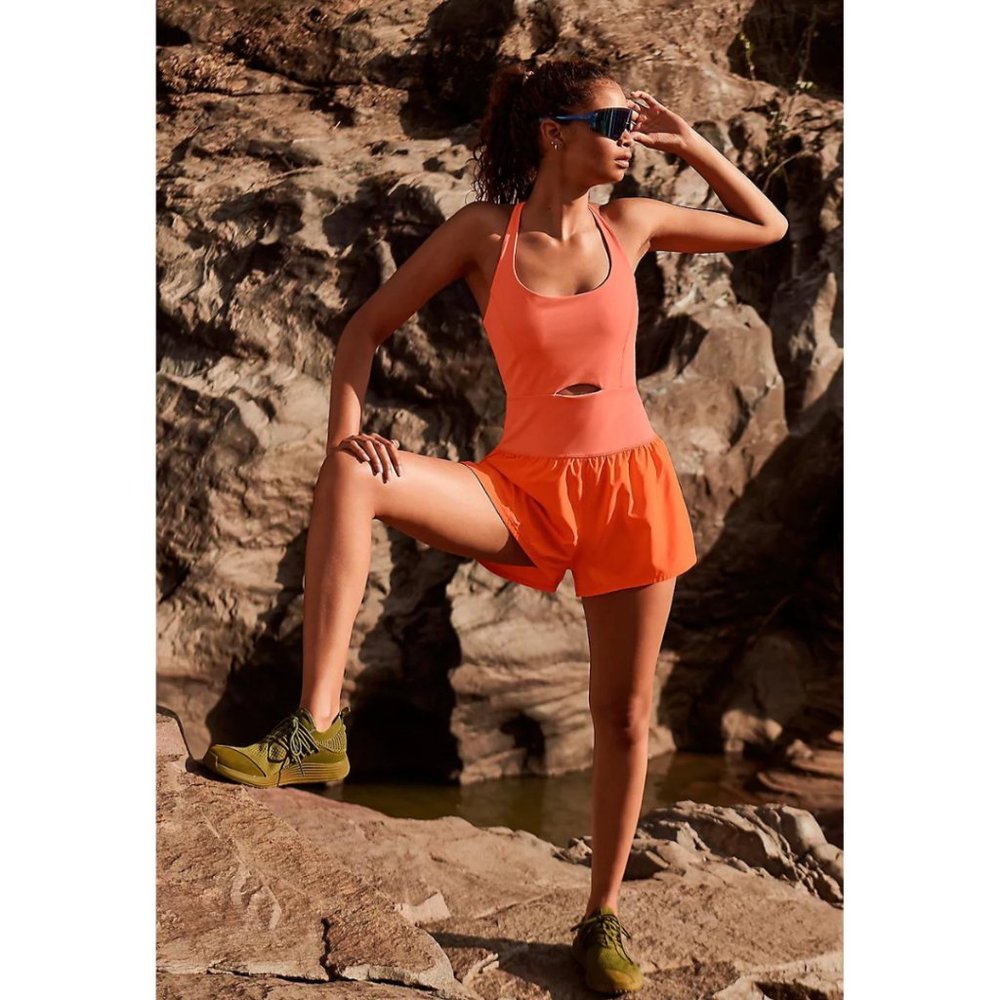 Free People Righteous Runsie in Hot Watermelon (Orange)